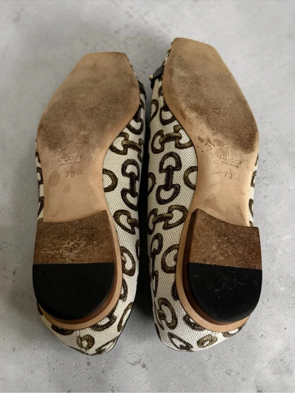 AUTHENTICATED Gucci Horsebit Beige Brown GG Canvas Bamboo Flats! Size 7B! - Picture 8 of 9